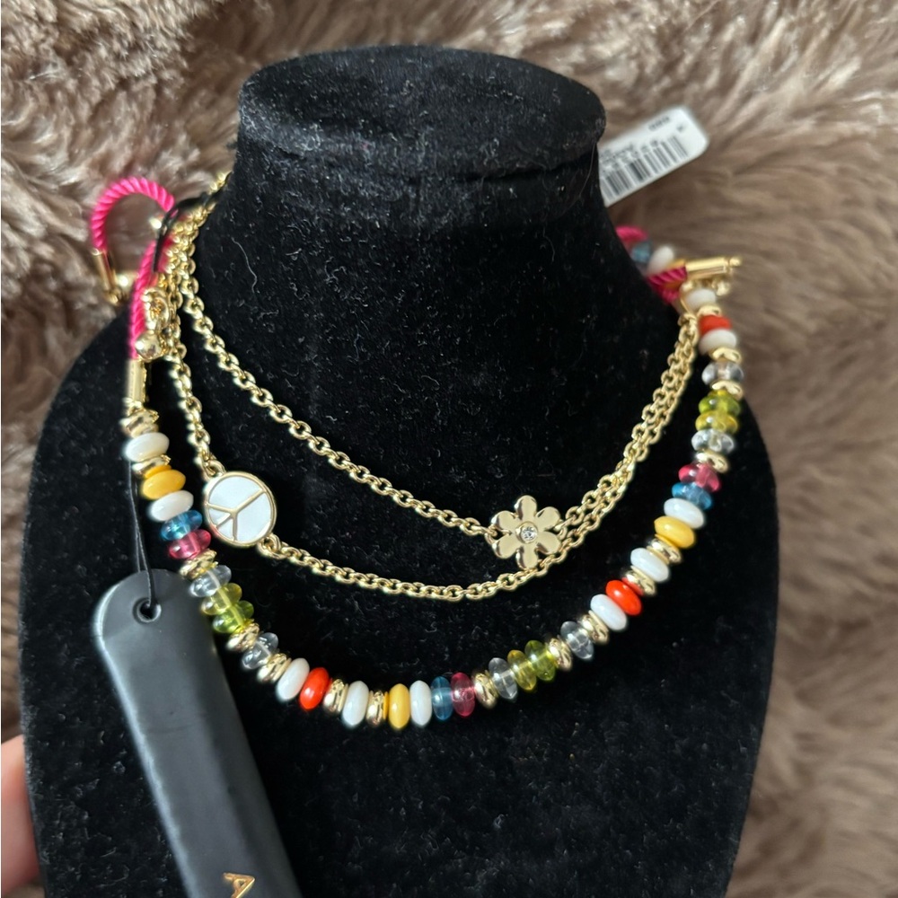 $115 AQUA Charm & Bead Cord Slider Bracelets in 14K Gold Plated, Set of 3